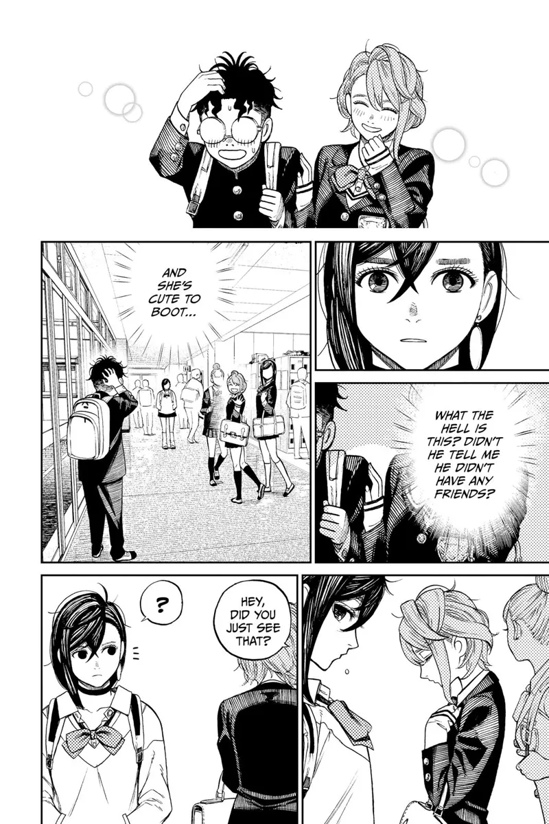 Momo sees Okarun smiling with another lady. The ladies leave, and Momo overhears their conversation.