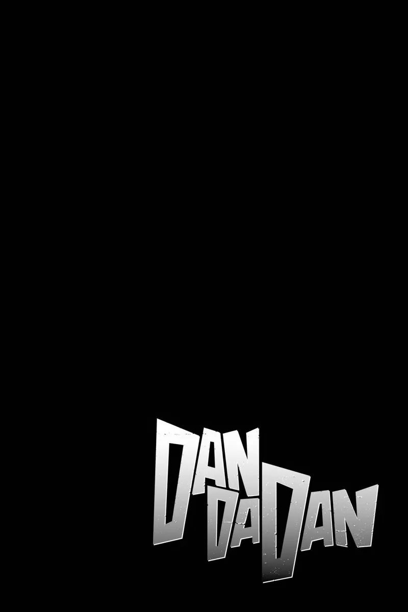End of Chapter 10 with the title Dandadan in grey color, on a black background page.