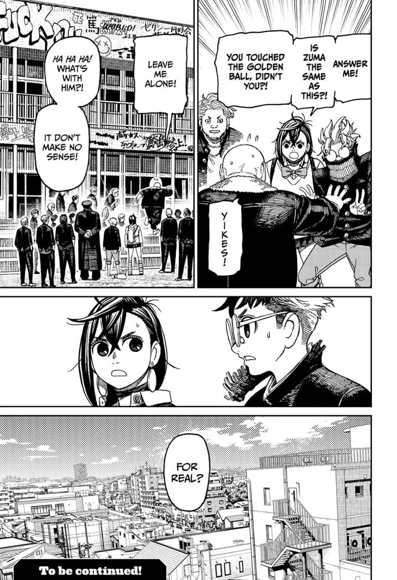 The bald guy runs away after Momo forces him to answer a question. A huge city is shown.