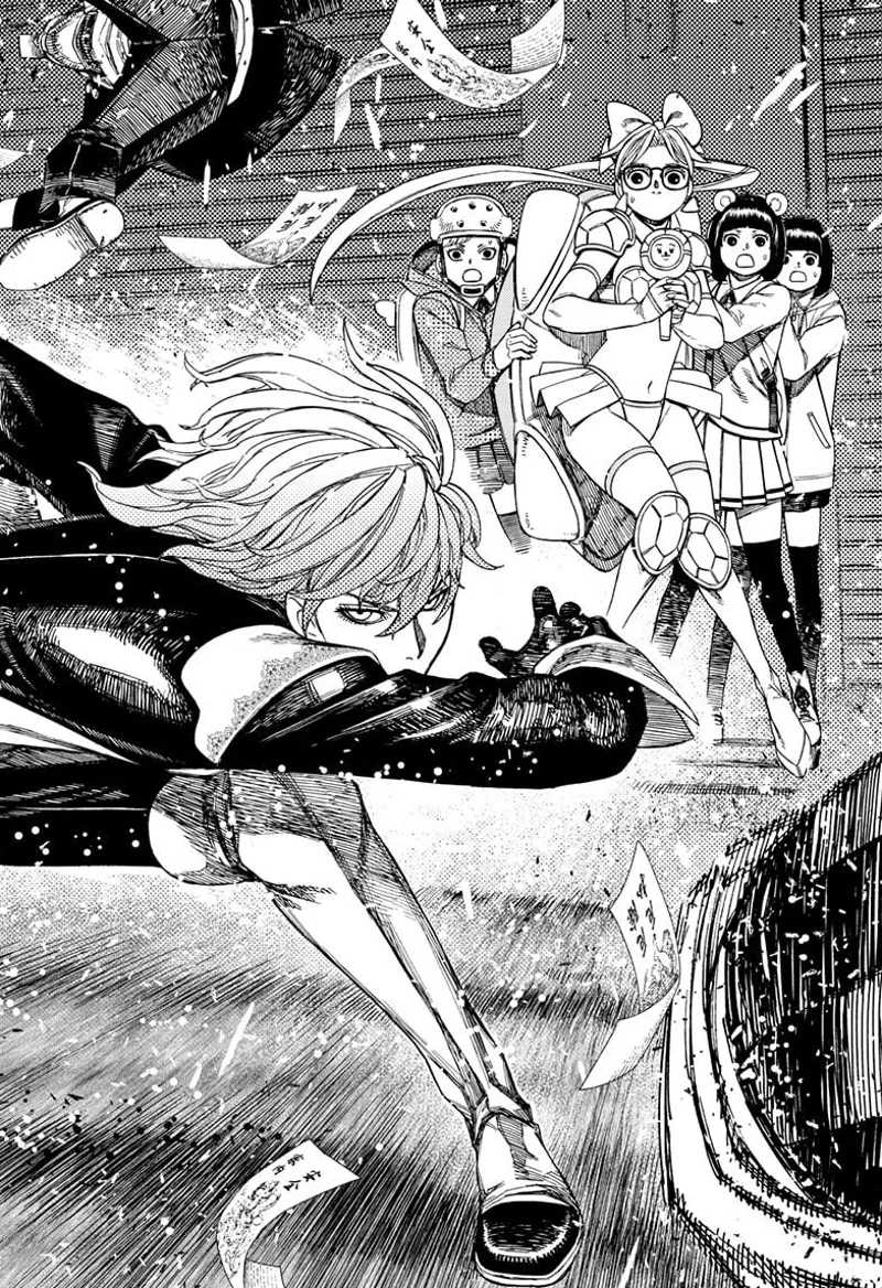 Rin and the other ladies are shocked after a man suddenly appears crouching before them.