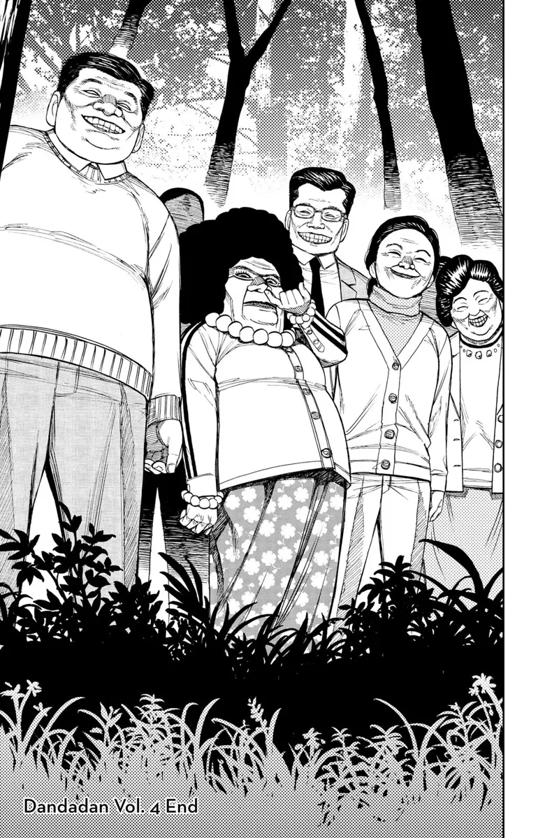 Villagers make creepy smiles while in the middle of the woods.